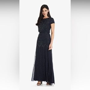 Adrianna Papell Beaded Gown / Navy Blue
